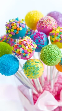 Bunte Herzförmige Cake Pops mit Streuseln