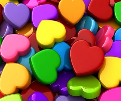 Colorful Hearts in Abstract Harmony