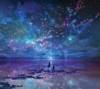 ocean, reflection, sky, stars