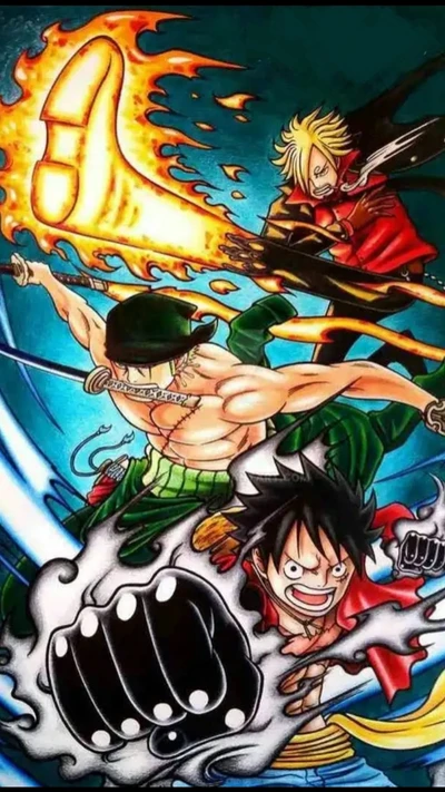 geat 4, luffy, monstre, monster trio, one piece