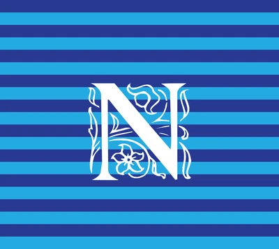 Elegant striped design featuring the letter "N" with floral accents.