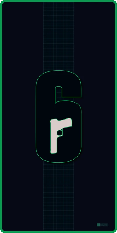 Logo noir avec design '6' et pistolet