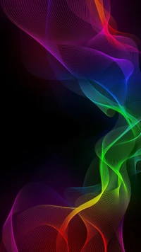 Vibrant Electric Waves on Black Background