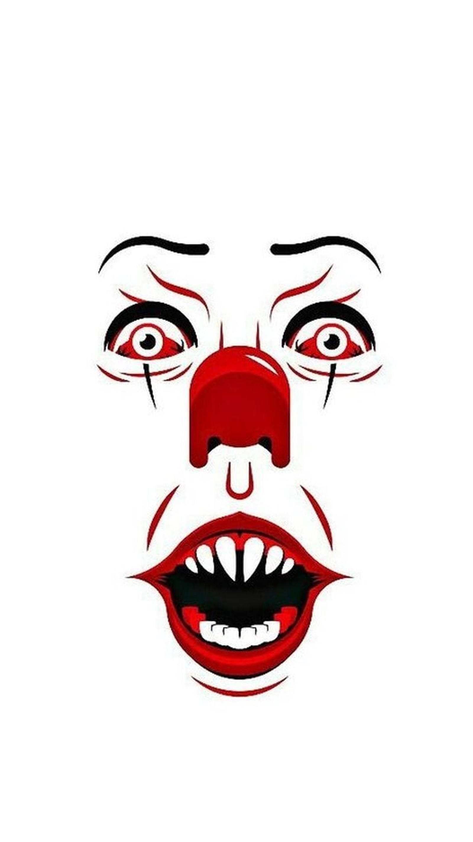 Un primer plano de la cara de un payaso con una nariz roja (clown pennywise, payaso malvado, face evil, película it, it movie)