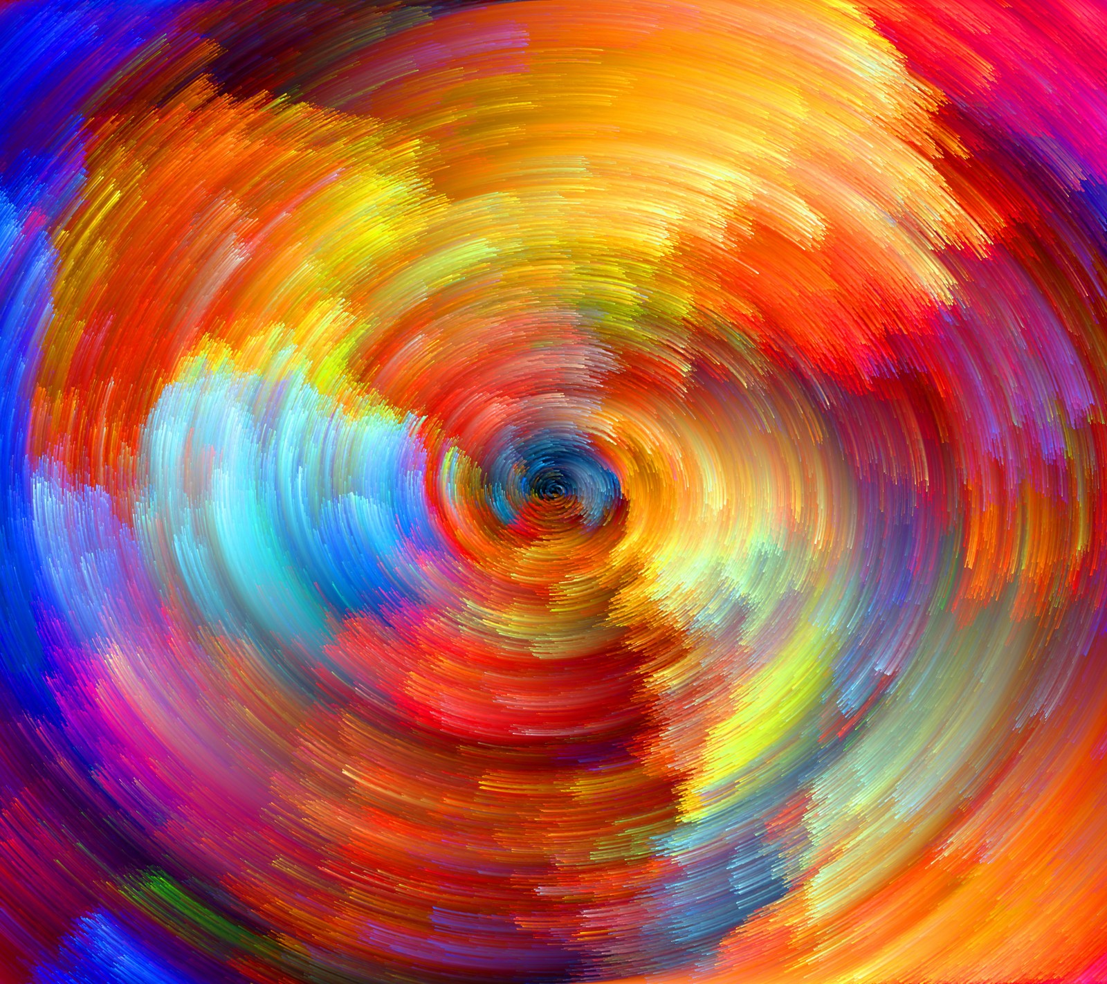 Peinture d'une spirale colorée avec une personne au centre (abstrait, art, coloré, couleurs, design)