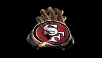 san francisco 49ers, gloves, black background, 8k, american football team wallpaper