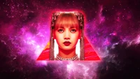 Arte digital de Lisa do BLACKPINK em um fundo cósmico