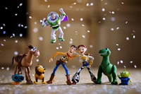 Colorful Toy Figurines in Action: Adventure with Friends from a Beloved Animated Cartoon