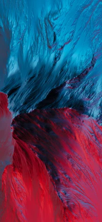 Fusion vibrante d'art abstrait rouge et teal