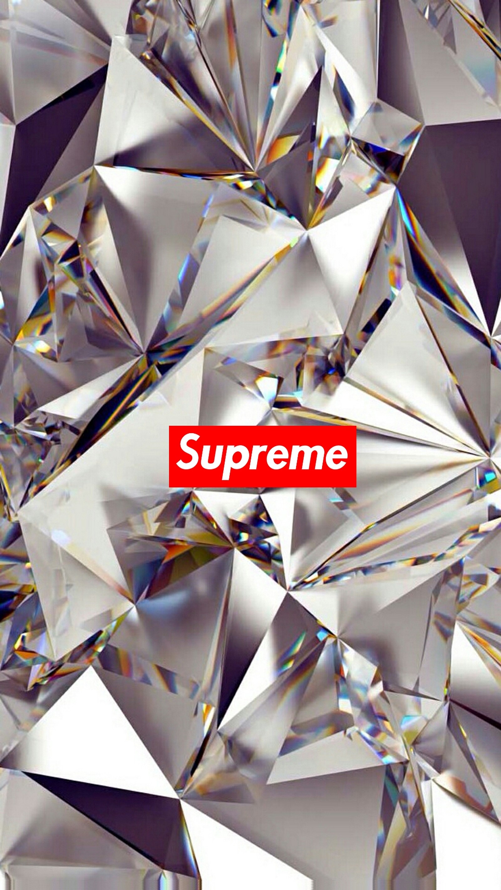 Logo da supreme em um fundo de diamantes brilhantes (arte, diamante, supreme)