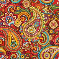 Colorful Abstract Paisley Pattern with Floral Elements