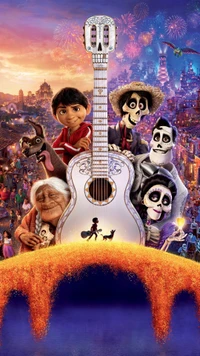 anime, bajo, coco, guitarras, enamorados