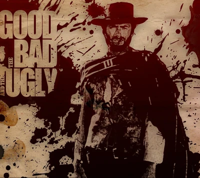 A gritty illustration of a cowboy character embodying the essence of "The Good, The Bad, and The Ugly.