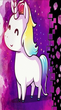 Cute Unicorn on a Colorful Background