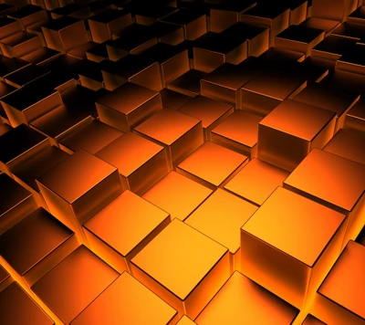 abstracto, gold cubes