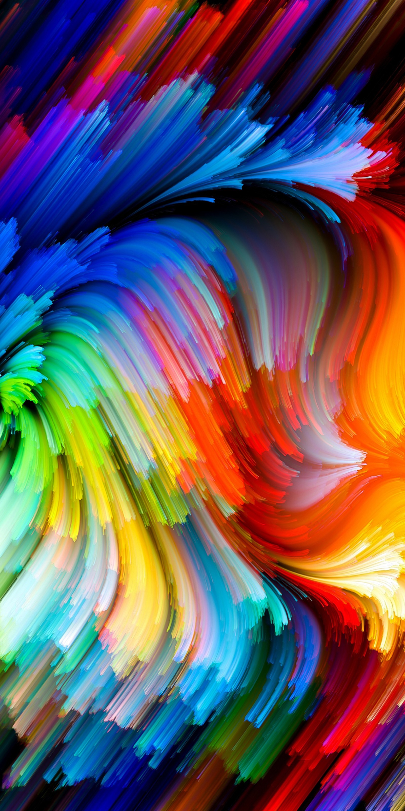 A close up of a colorful painting of a wave (art, colorful, colors, colours, paint)