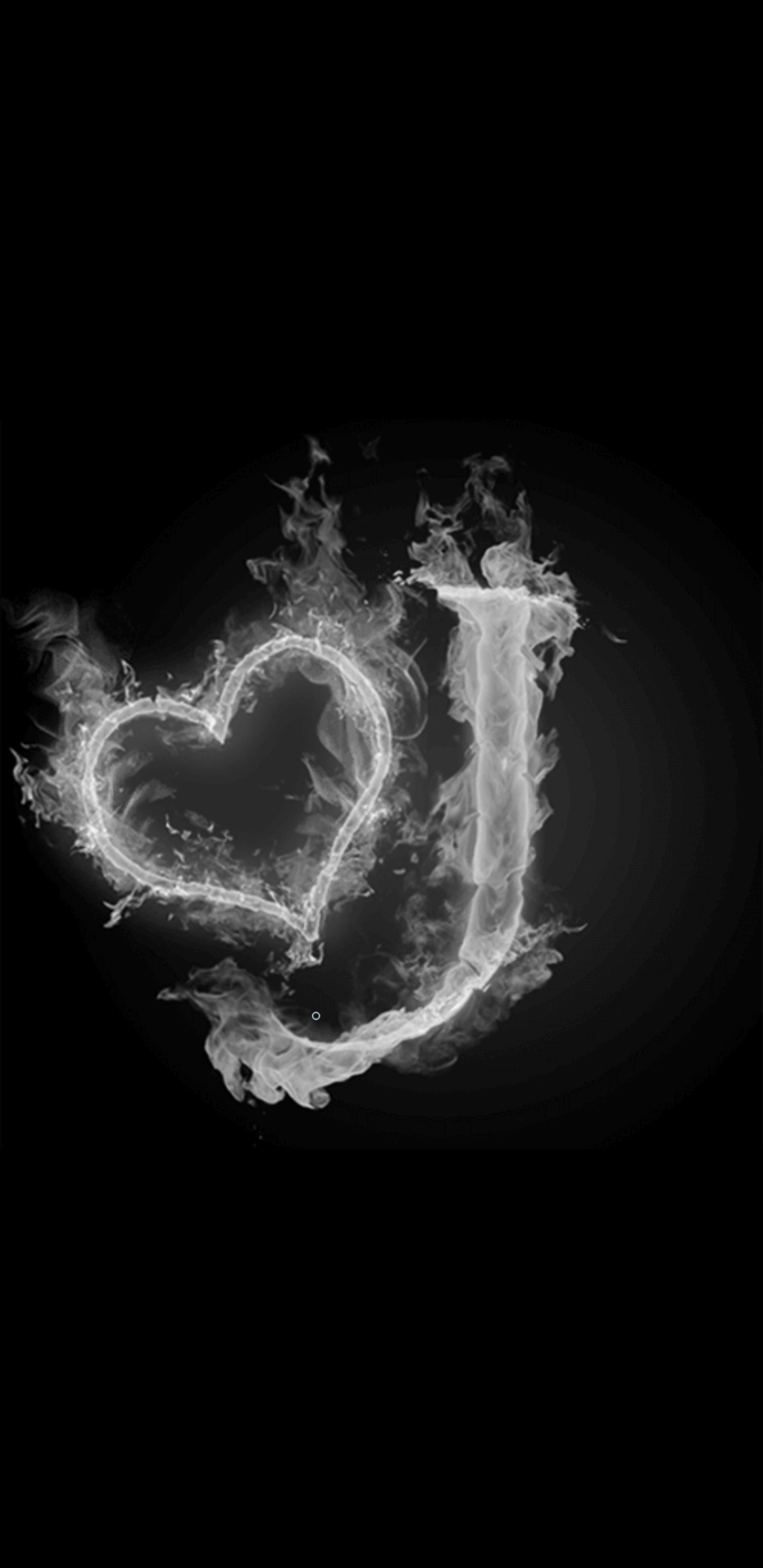 A black and white photo of a heart made of smoke (smoke, black, letter, letters, alphabets)