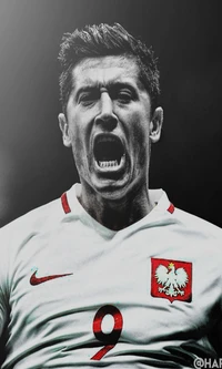 Robert Lewandowski: Passionate Polish Striker in Action