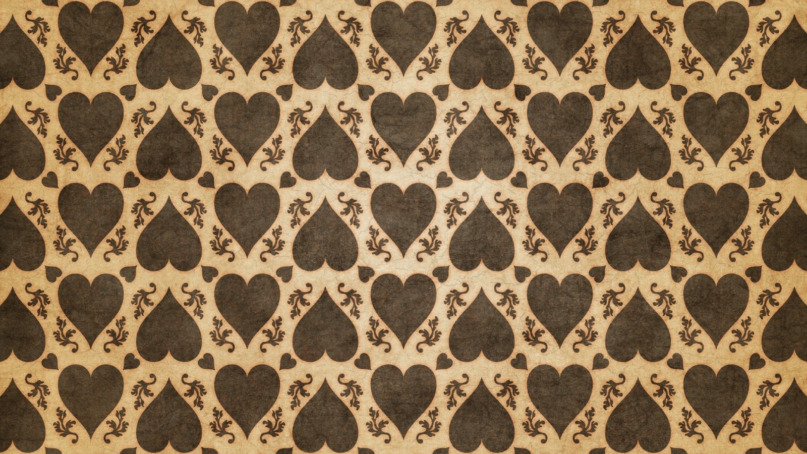 A pattern of hearts on a brown background (pattern, design, texture)