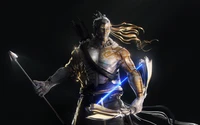 Hanzo en pose dynamique contre un fond sombre - Overwatch 4K fond d'écran