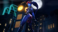 Overwatch Action Figure of a Stylish Supervillain in a Night Cityscape