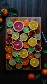 Vibrant Citrus Medley on a Wooden Cutting Board