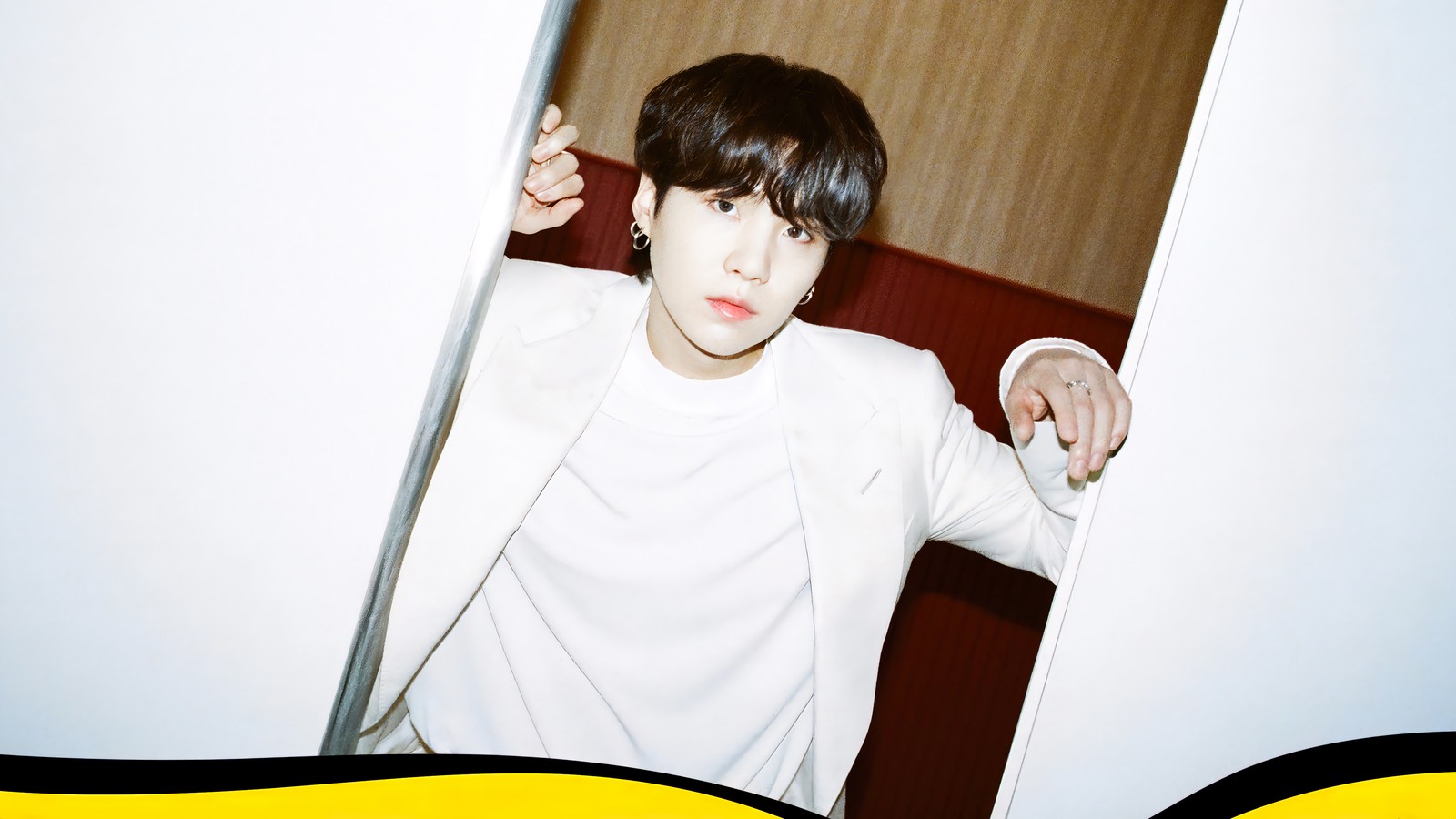 There is a man that is standing in a doorway with a white shirt (bts, 방탄소년단, k pop korean boy group, kpop, butter)