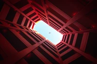 red, light, ceiling, line, lighting