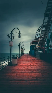 Serene Boardwalk Amidst Overcast Skies