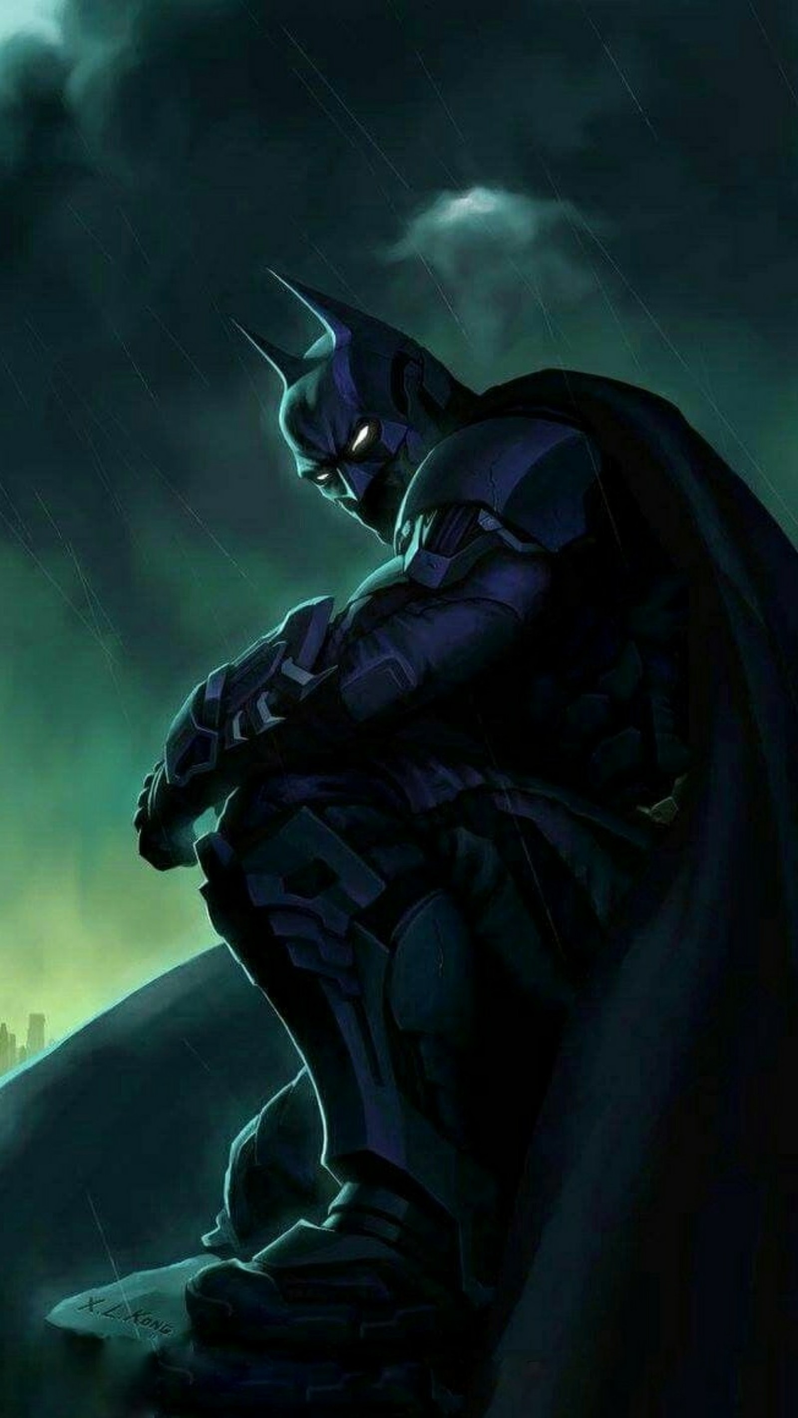 Batman sous la pluie du chevalier noir (batman, cartoon, sombre, jeu, chevalier)