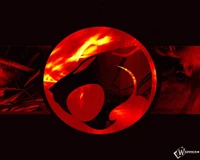 Dynamic Thundercat Logo in Fiery Red Background