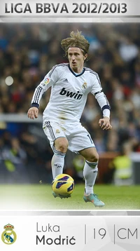 Luka Modrić en acción para el Real Madrid, Liga BBVA 2012/2013