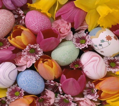 ostern, eier, blumen, feiertag