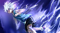 killua zoldyck, lightning, hunter x hunter, anime wallpaper