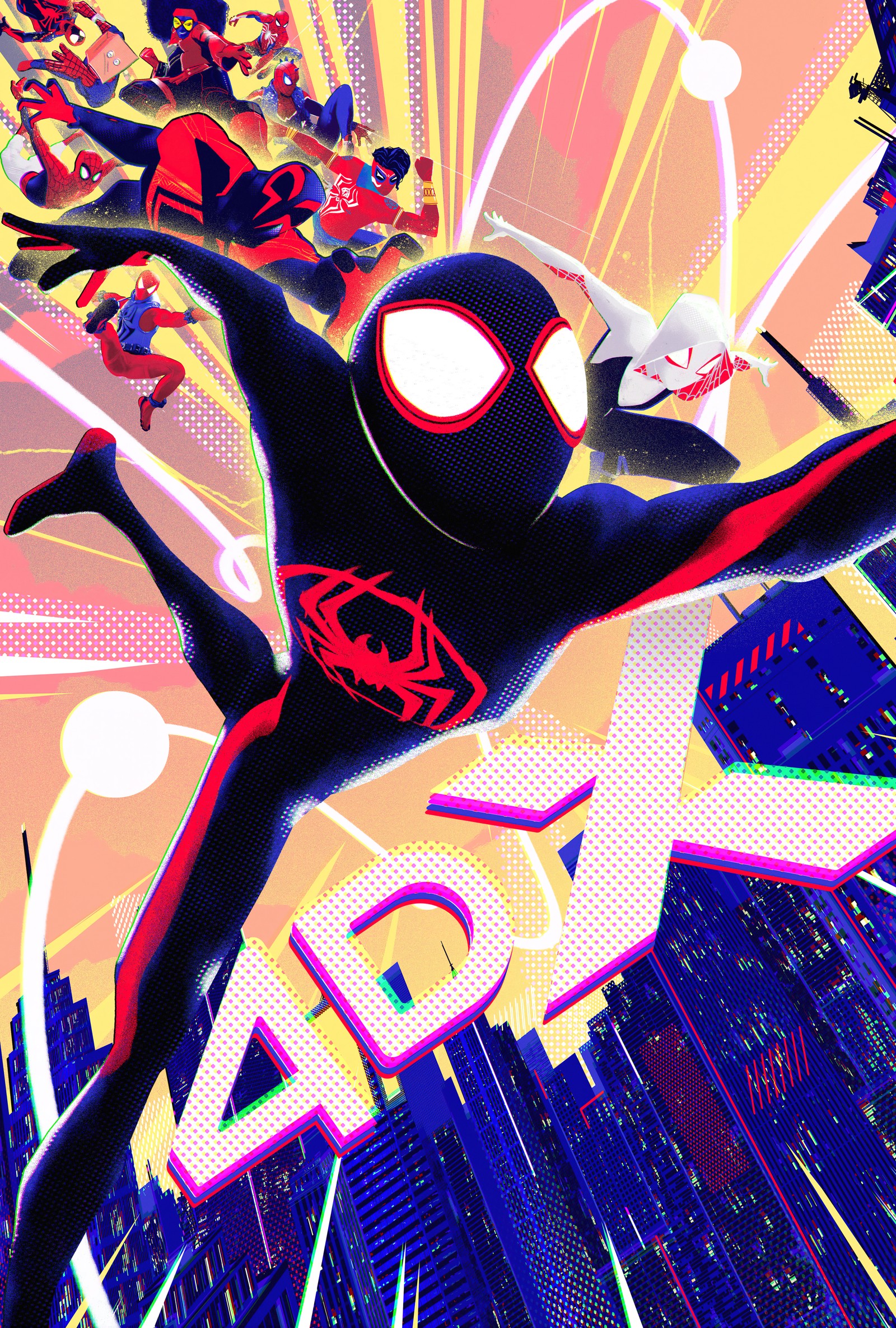 Affiche de spider-man : new generation (spider man à travers le spider verse, spider man across the spider verse, 4dx, miles morales, spider gwen)