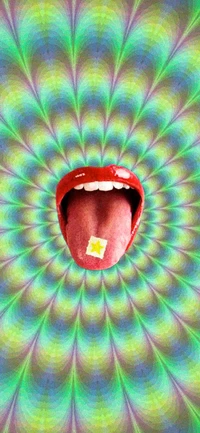 Vibrant Optical Illusion Featuring a Colorful Mouth and Rainbow-Hued Background