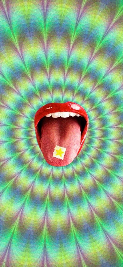 Vibrant Optical Illusion Featuring a Colorful Mouth and Rainbow-Hued Background