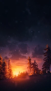 Enchanting Dusk Over a Snowy Landscape