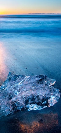 Reflexão glacial em praias azuis