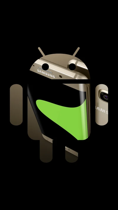 Mascotte Android stylisée avec design Samsung Galaxy S6 Edge