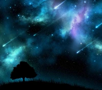 night, sky, tree wallpaper