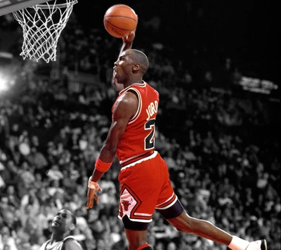 Michael Jordan's Iconic Dunk in Chicago Bulls Gear