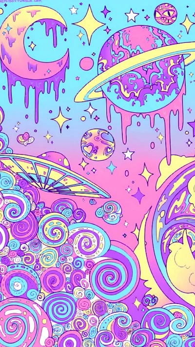 Whimsical Cosmic Love: A Playful Journey Through Colorful Galaxies