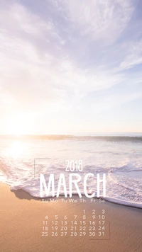 March 2018 Calendar: Embrace Productivity with Serene Coastal Vibes