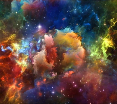 Amor cósmico: un paisaje abstracto de nebulosas coloridas y estrellas