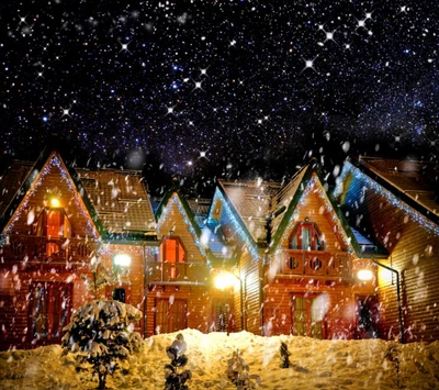 haus, lichter, schnee, winter