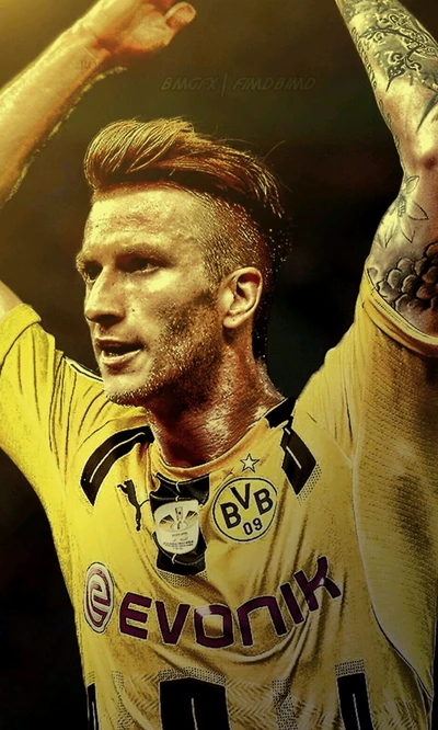 Marco Reus celebrando en los colores del Borussia Dortmund