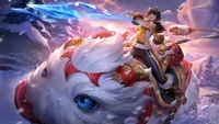 sejuani, poro rider, tenfold triumph, chroma, skin wallpaper