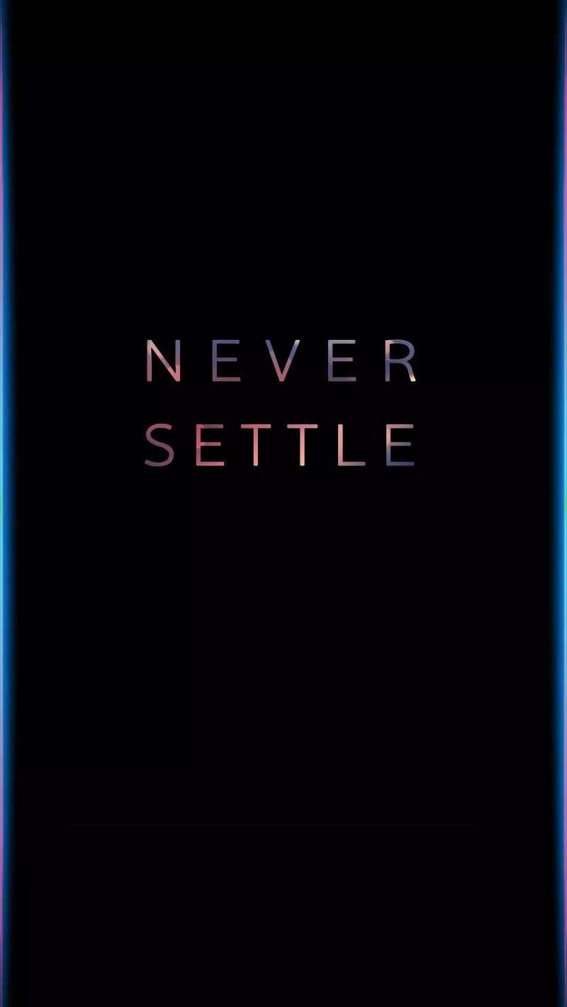 Черный фон с неоновой рамкой и словами 'never settle' (amoled, hd, логотип, новый год 19, ультра)