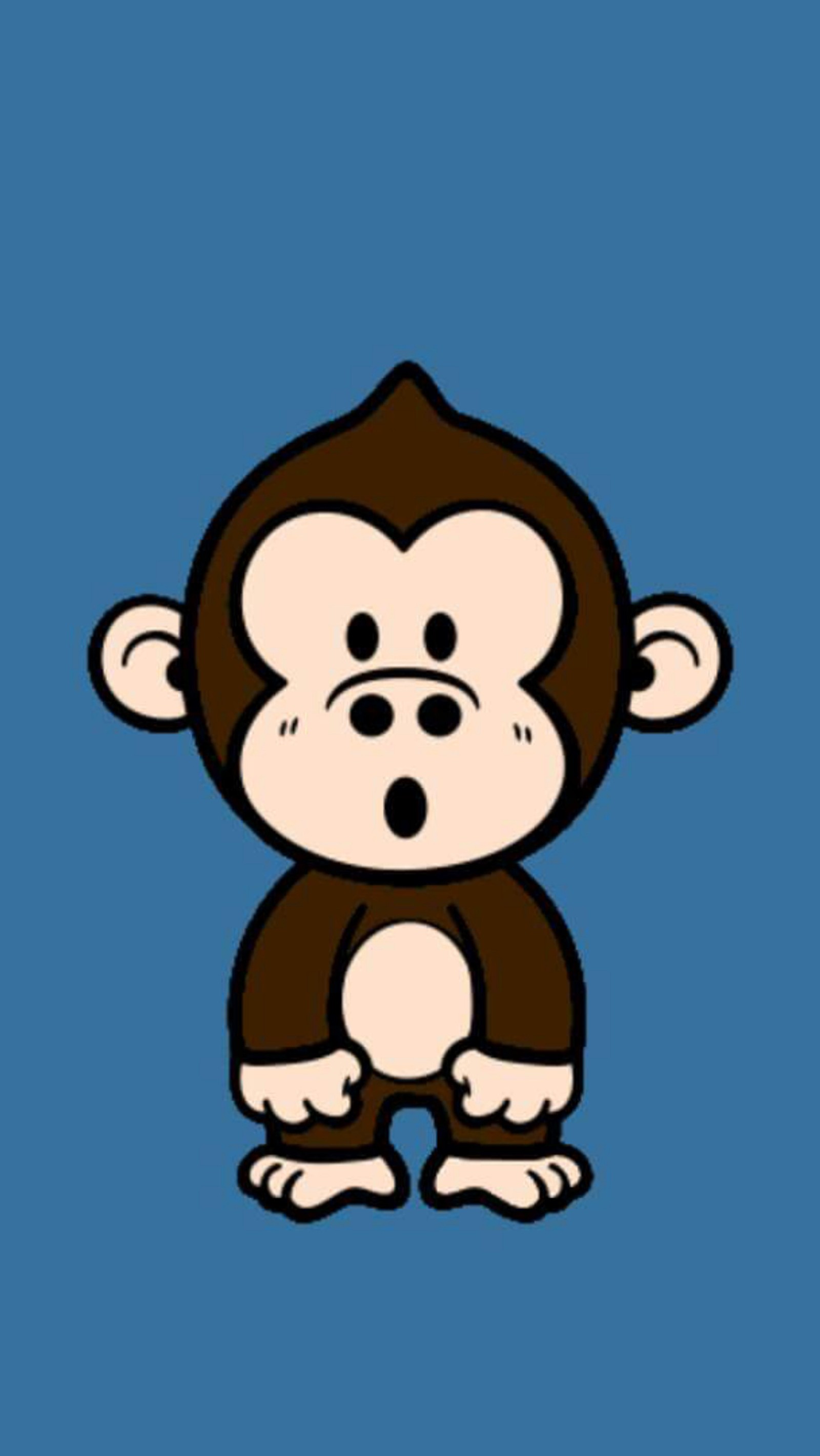 A close up of a monkey with a blue background (cartoon, monkey)